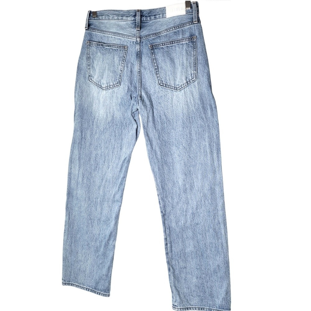 Pistola Aries Straight Leg Jeans Womens 27 Light Wash Silver Allover Stud Detail - Picture 5 of 13